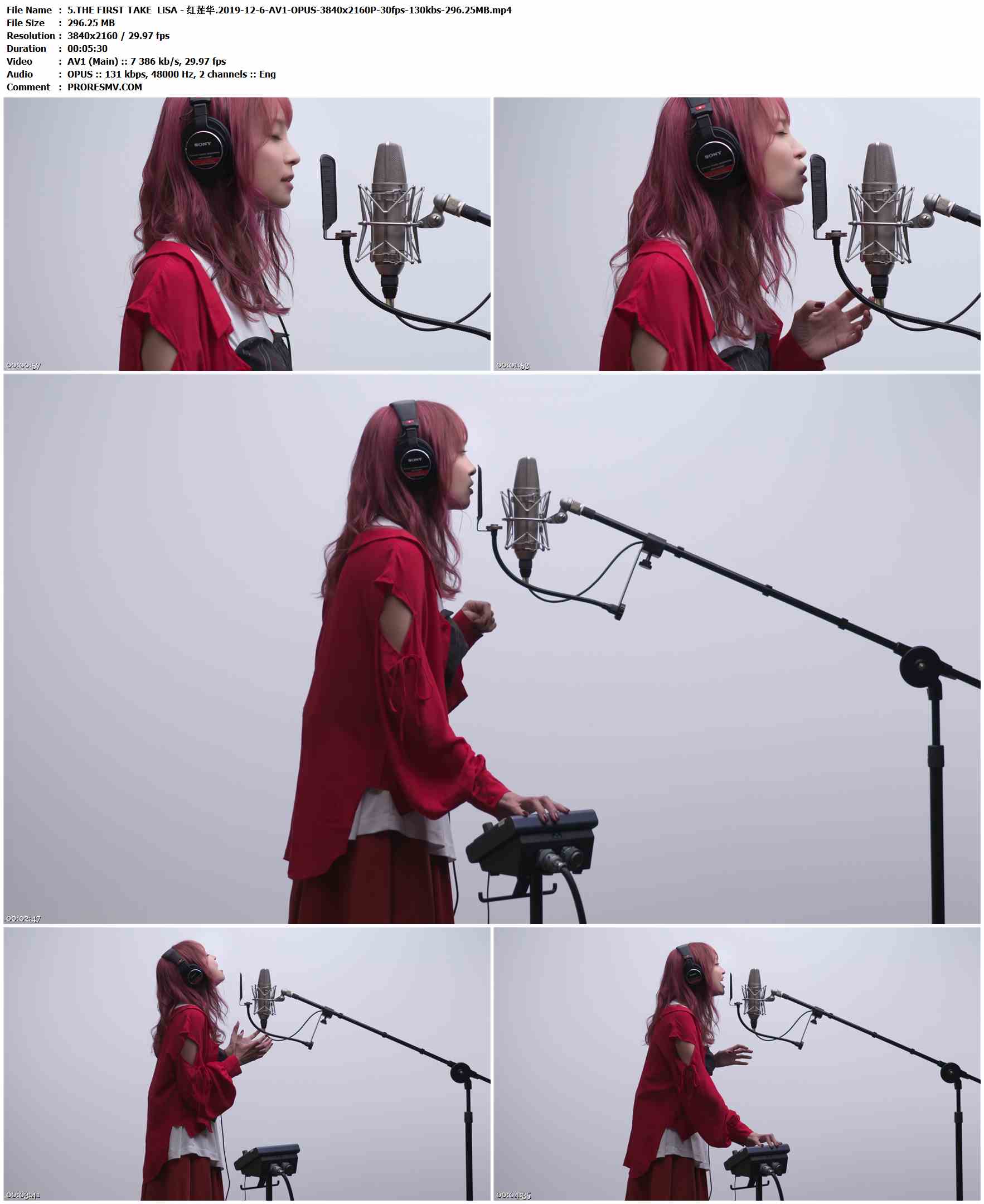 5.THE FIRST TAKE LiSA - 红莲华.2019-12-6-AV1-OPUS-3840x2160P-30fps-130kbs-296.25MB官方MV_高清MV